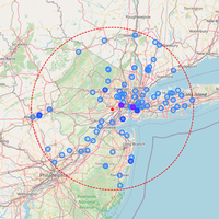 Map of New York area manufacturing volunteers.