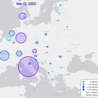 Infection rate virus in Europe on 12th of March 2020.