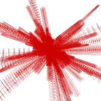 All possible cylinder pairs through a point cloud of just 6 points. There are 80 solutions for this particular point set.