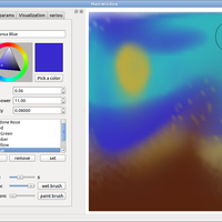 Paint program on using water paint on top of fluid simulation.